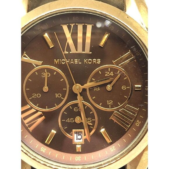 MICHAEL KORS MK5502 Womens Black Leather Analog Dial Quartz Genuine Watch KG426 - Picture 2 of 8